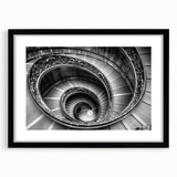 Colorful abstract art print of Vatican scenery in a black frame, perfect for living room decor.