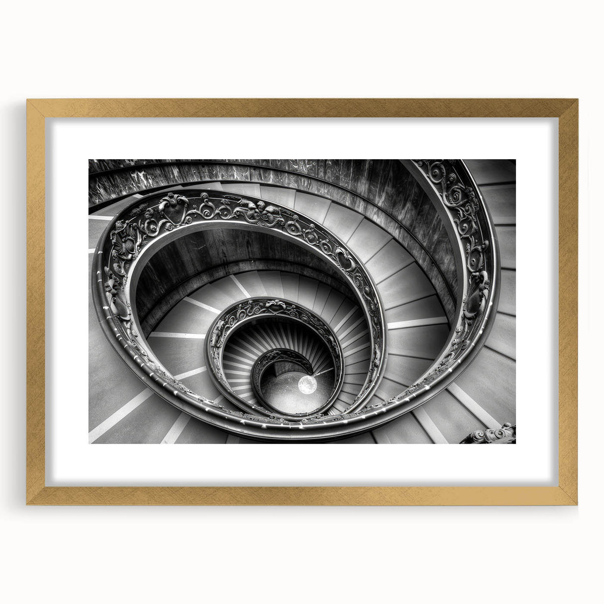 Extra large abstract art print of the Vatican scenery in muted earth tones, framed in gold, ideal for living room decor.