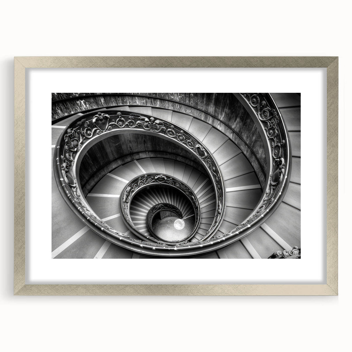Textured art print of the Vatican scenery in muted earth tones on a framed silver mat, ideal for bedroom art.