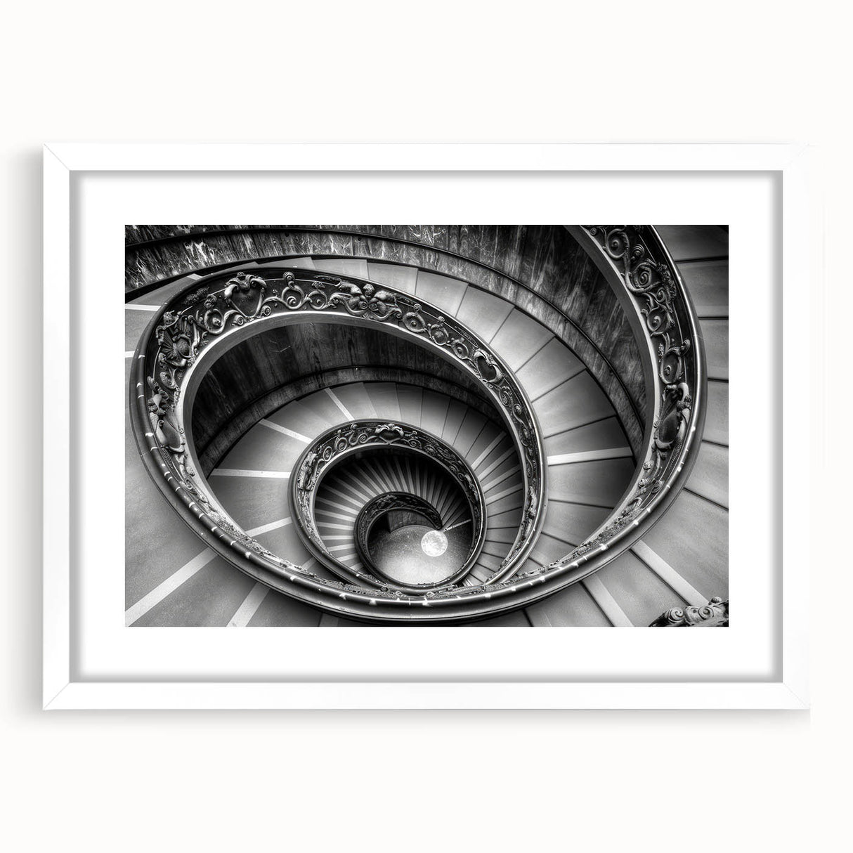 Abstract art print of the Vatican scenery in muted earth tones on a white framed mat, suitable for dining room decor.