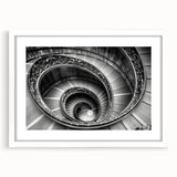 Abstract art print of the Vatican scenery in muted earth tones on a white framed mat, suitable for dining room decor.
