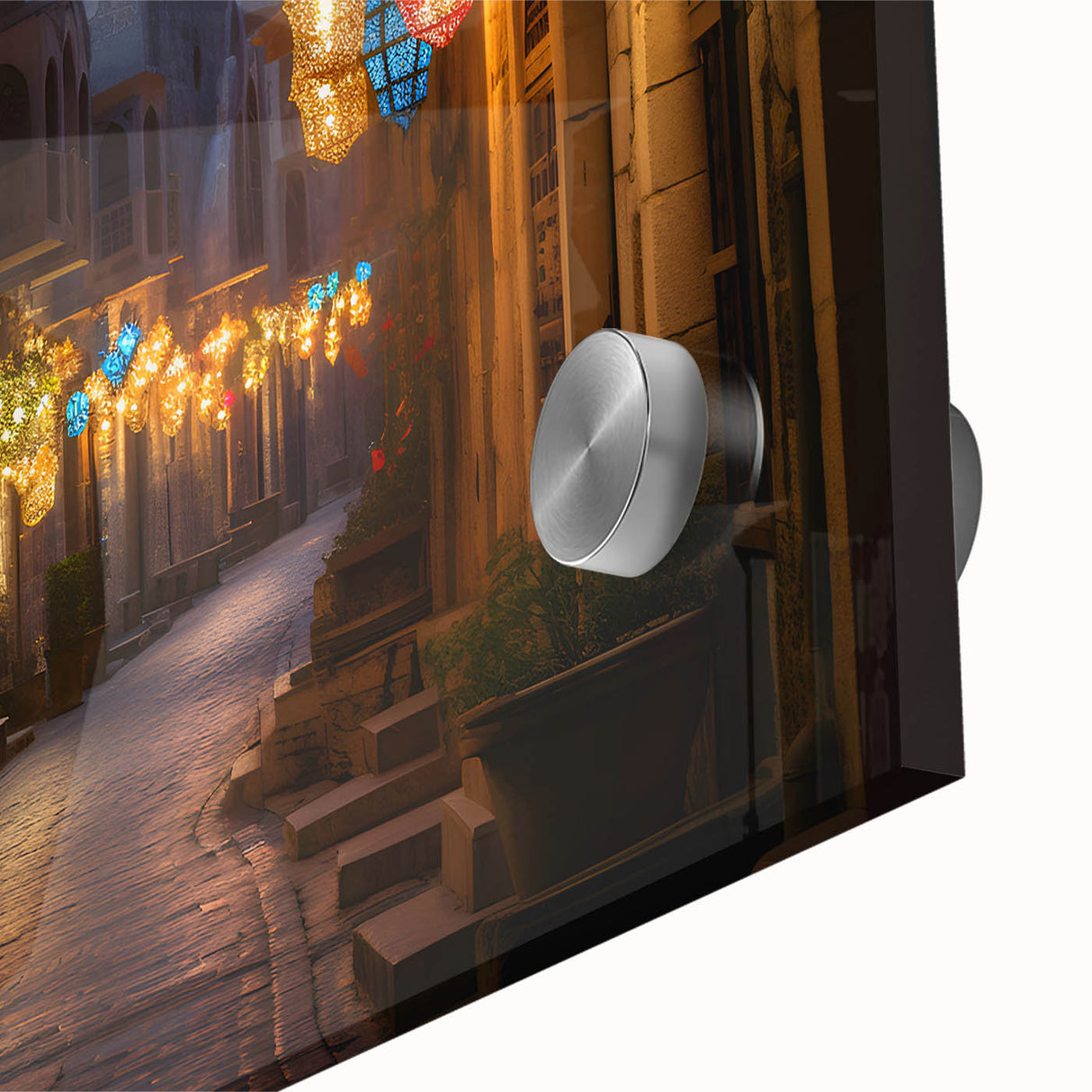 Acrylic print of a large abstract depiction of Dubai skyline in muted earth tones, ideal for dining room art.