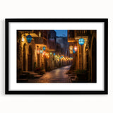 Extra large textured abstract art print of colorful Dubai skyline on a black framed canvas, ideal for living room decor.