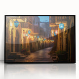 Large abstract wall art of Dubai skyline in muted earth tones on a framed acrylic, ideal for modern living room decor.