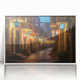 Art deco poster of Dubai skyline in muted gold and white on acrylic, ideal for modern art wall decor.