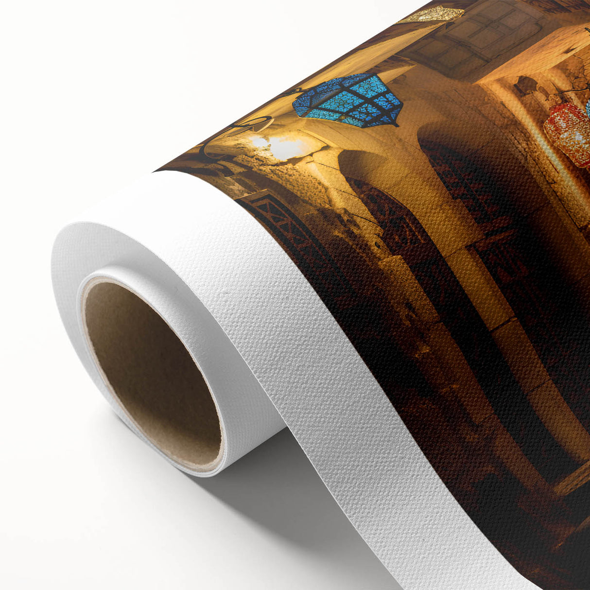 Art Deco style poster of Dubai skyline in pastel shades on rolled canvas, ideal for nursery wall art.