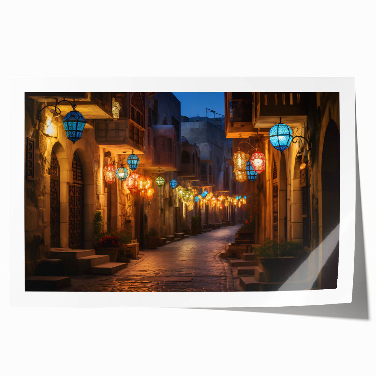 Extra large rolled print of Dubai skyline in muted earth tones, ideal for art wall dining room.