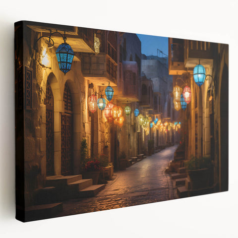 Large canvas print featuring the Dubai skyline in muted earth tones, ideal for kitchen wall art.