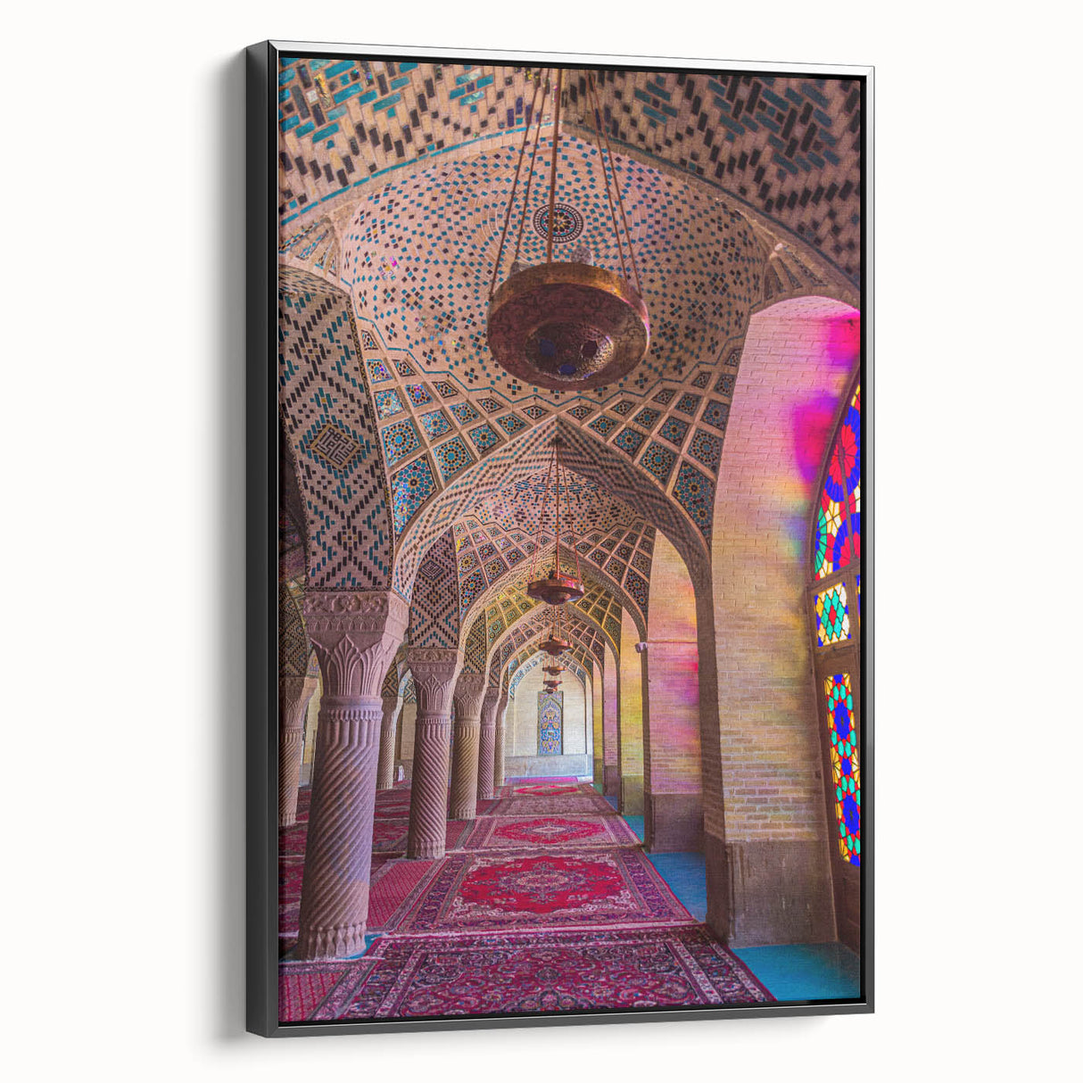 Black and white landscape art painting of Middle Eastern scenery on a framed canvas, suitable for bedroom wall decor.