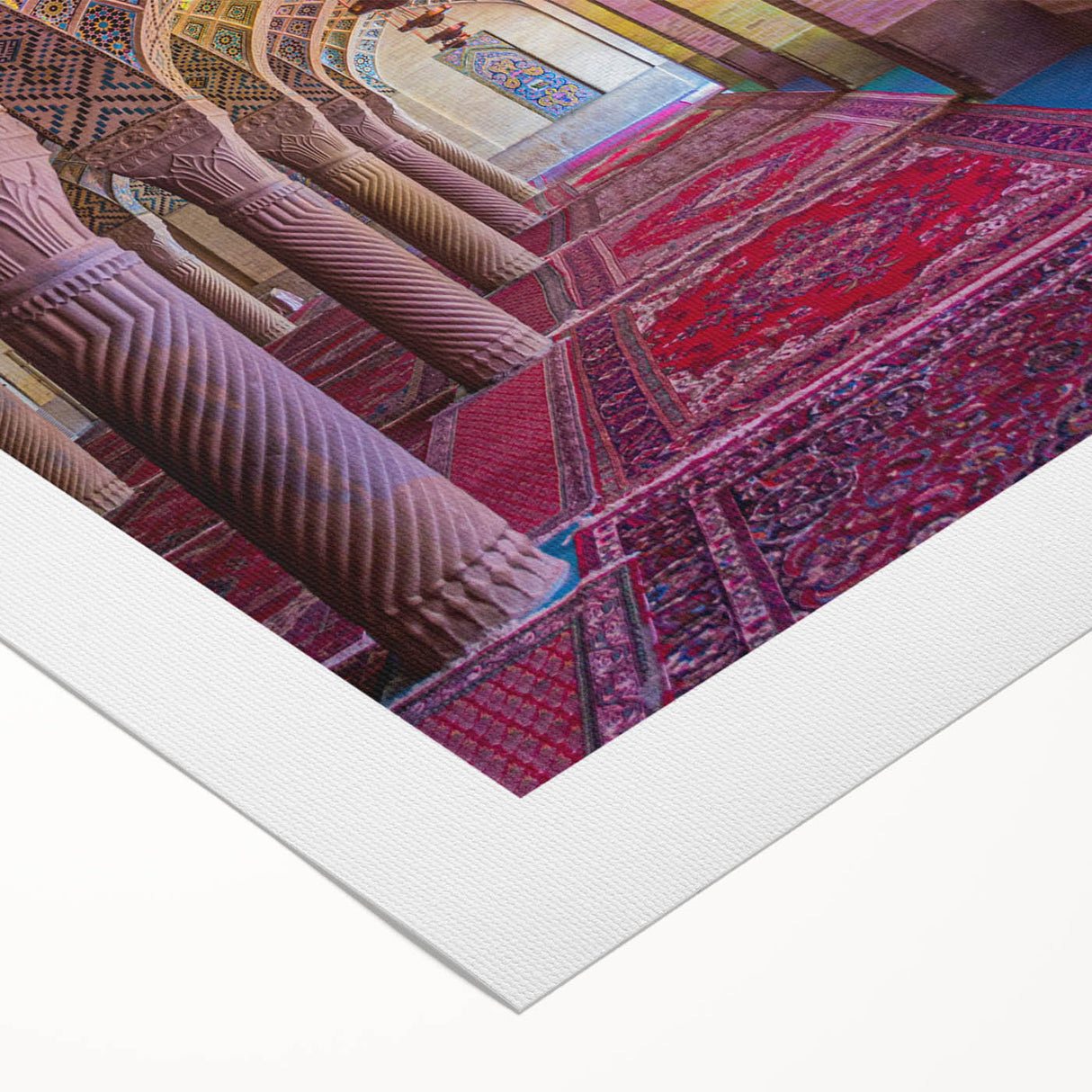 Art deco poster featuring a scenic view of Iran with muted earth tones on rolled canvas, suitable for dining room decor.