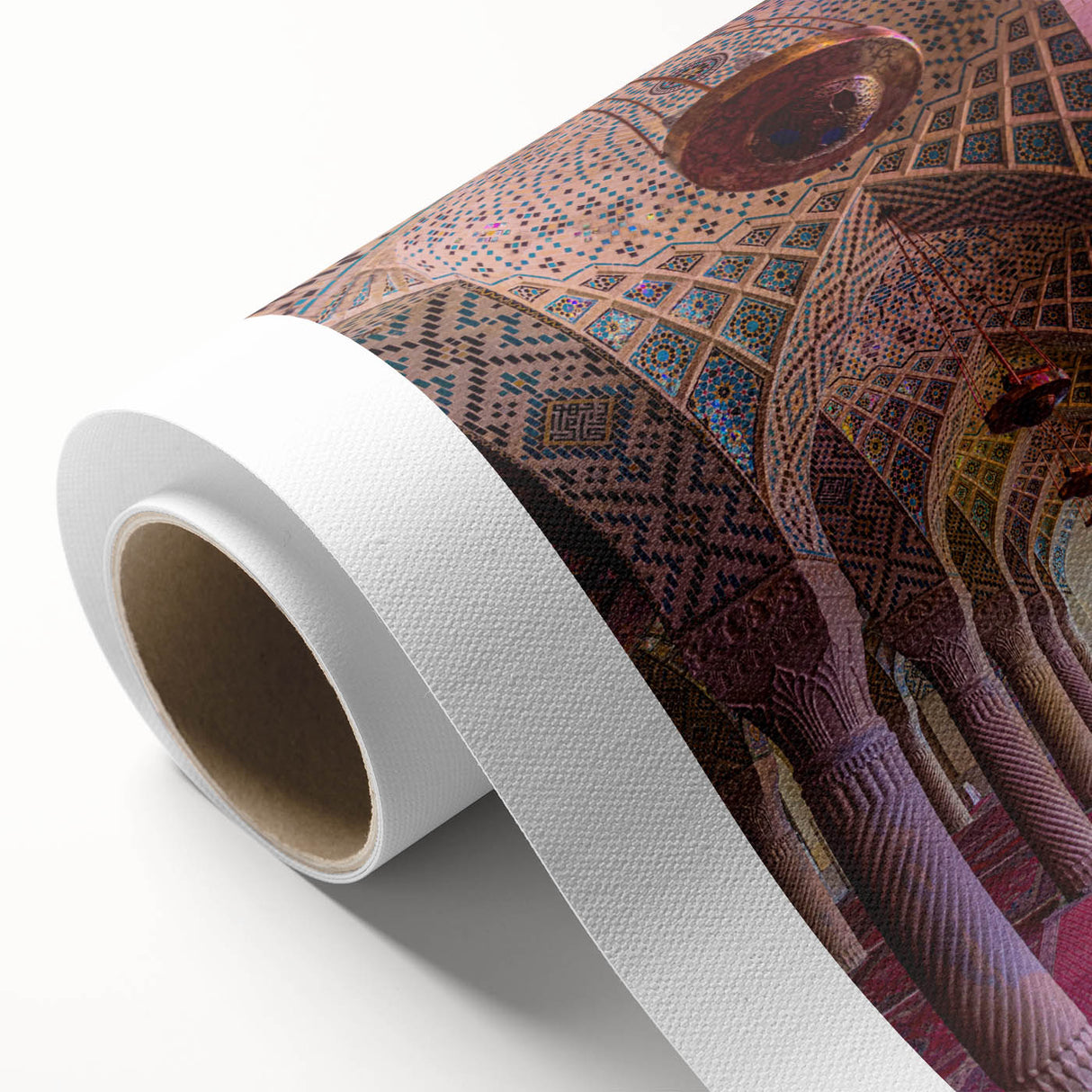 Art Deco style poster of a Middle Eastern landscape in muted earth tones on rolled canvas, ideal for nursery wall art.