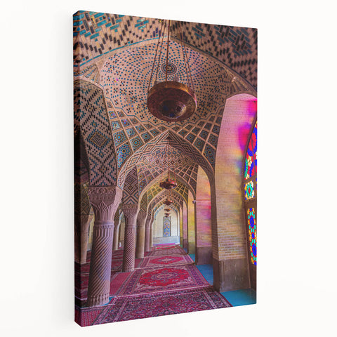 Middle Eastern landscape on stretched canvas featuring earth tones, ideal for kitchen wall art.