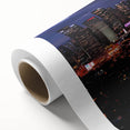 Art Deco poster of Tel Aviv skyline in pastel hues on rolled canvas, ideal for nursery wall art or dining room decor.