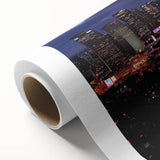 Art Deco poster of Tel Aviv skyline in pastel hues on rolled canvas, ideal for nursery wall art or dining room decor.