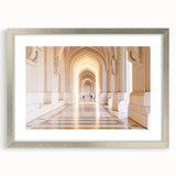 Textured abstract art print of Oman scenery in muted earth tones on a framed canvas, suitable for bedroom decor.