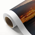Art deco poster of Auckland skyline in pastel shades on rolled canvas, suitable for nursery wall art or dining room.