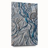 Large abstract acrylic print of New Zealand's Canterbury landscape in muted earth tones.
