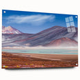 Acrylic print of a large abstract depiction of a South American scenery in earthy tones.
