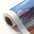 Art deco poster of a Chilean landscape in soft pastel shades on rolled canvas, ideal for nursery wall art.