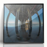 Large abstract wall art depicting Daytona scenery in muted colors on a black framed acrylic, ideal for modern art wall decor.