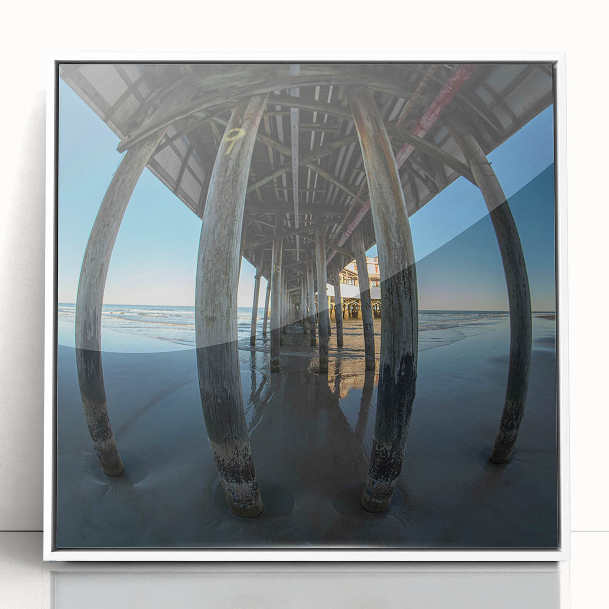 Art deco poster of Daytona scenery in muted colors on framed acrylic, suitable for modern nursery wall decor.