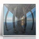 Art deco poster of Daytona scenery in muted colors on framed acrylic, suitable for modern nursery wall decor.