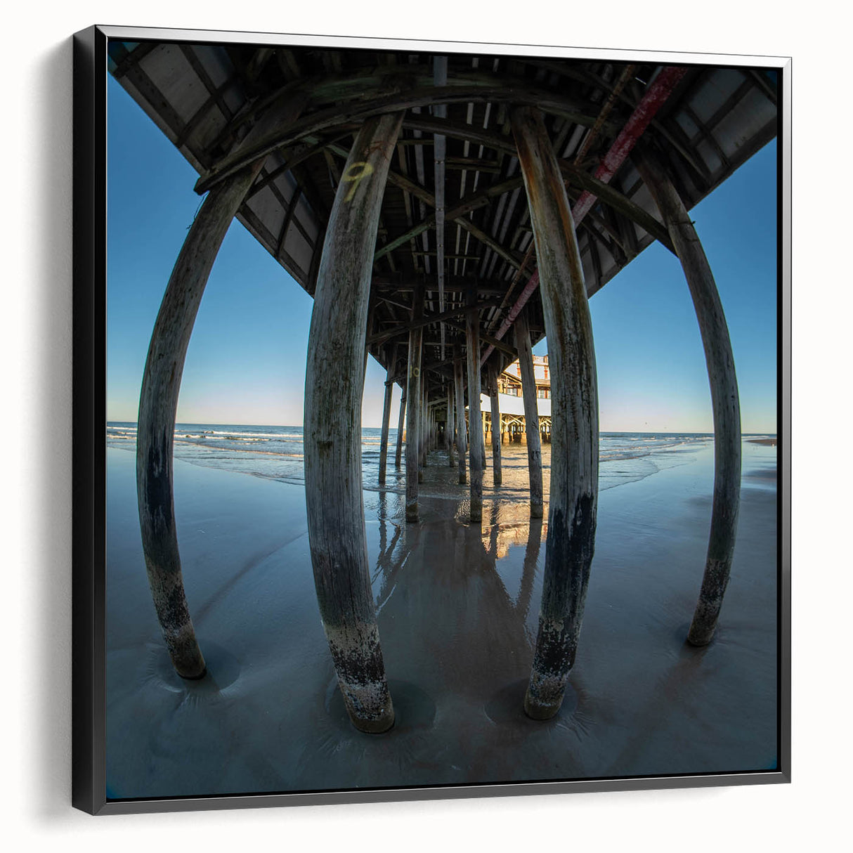 Black and white framed canvas of Daytona landscape in vintage poster style, ideal for bedroom wall decor.