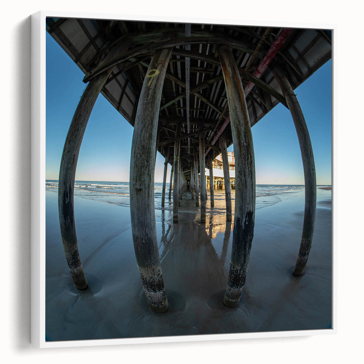 Framed canvas featuring vintage poster art of Daytona with colorful and black elements.