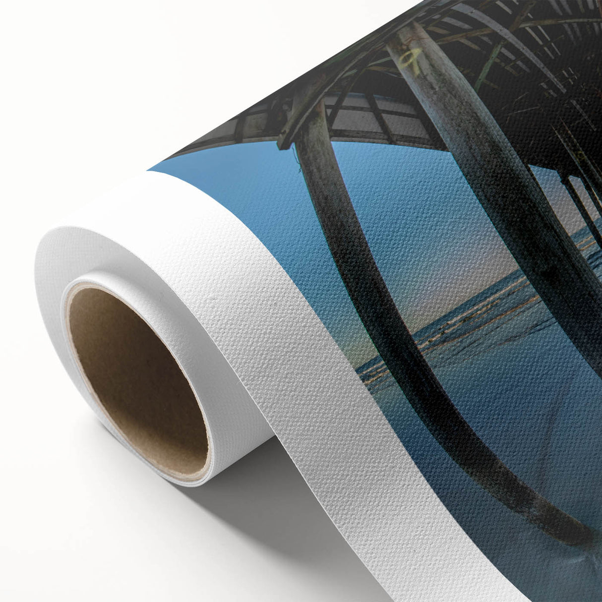 Art deco poster of Daytona scenery on rolled canvas, featuring pastel shades, ideal for nursery wall art.