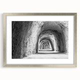 Textured abstract art print of Idaho scenery in muted earth tones, framed with a silver mat, suitable for bedroom decor.