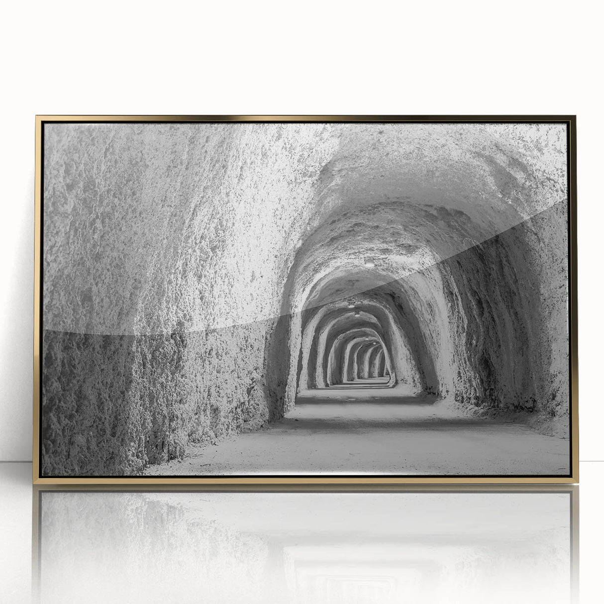Mid-century modernist landscape of Idaho scenery on a large acrylic print with gold frame, ideal for modern art wall decor.