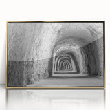Mid-century modernist landscape of Idaho scenery on a large acrylic print with gold frame, ideal for modern art wall decor.