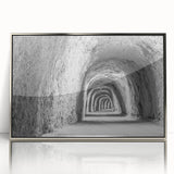 Mid-century modernist art depicting Idaho scenery in muted earth tones on a framed acrylic, ideal for nursery wall decor.