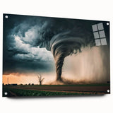Acrylic print of a large abstract depiction of Kansas scenery, using muted earth tones.