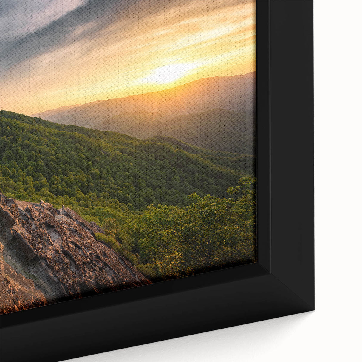 Extra large framed canvas featuring a textured depiction of a Kentucky landscape in black with colorful accents.