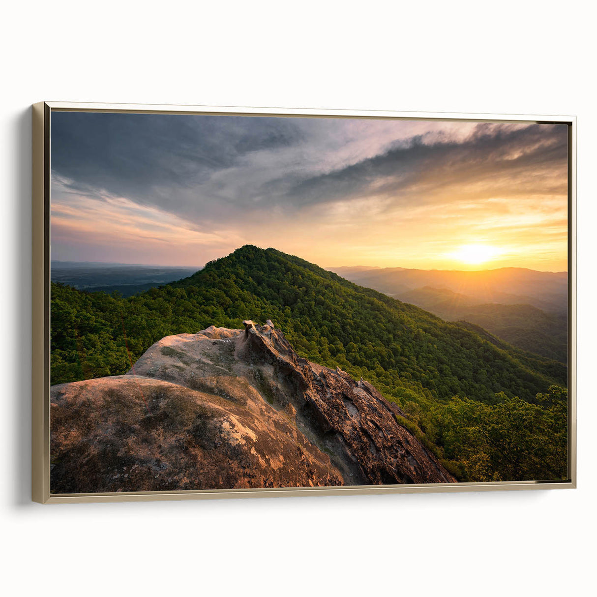 Framed canvas depicting a vintage-style Kentucky landscape in muted earth tones, ideal for bedroom wall decor.