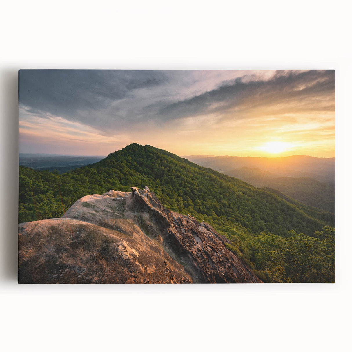 Black and white photograph of Kentucky scenery on stretched canvas, ideal for kitchen wall art.