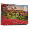 Acrylic print of a Vermont landscape in muted earth tones, ideal for dining room decor.