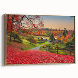 Framed canvas featuring a vintage-style Vermont landscape in muted gold and black tones, ideal for bedroom wall decor.