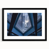 Colorful abstract art print of Seattle skyline, featuring vibrant hues on a large textured canvas.