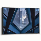 Black and white framed canvas of Seattle skyline, ideal for bedroom wall art.