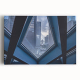 Black and white stretched canvas of Seattle skyline, ideal for kitchen wall art.