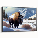 Black and white framed canvas of Yellowstone landscape, ideal for bedroom wall art.