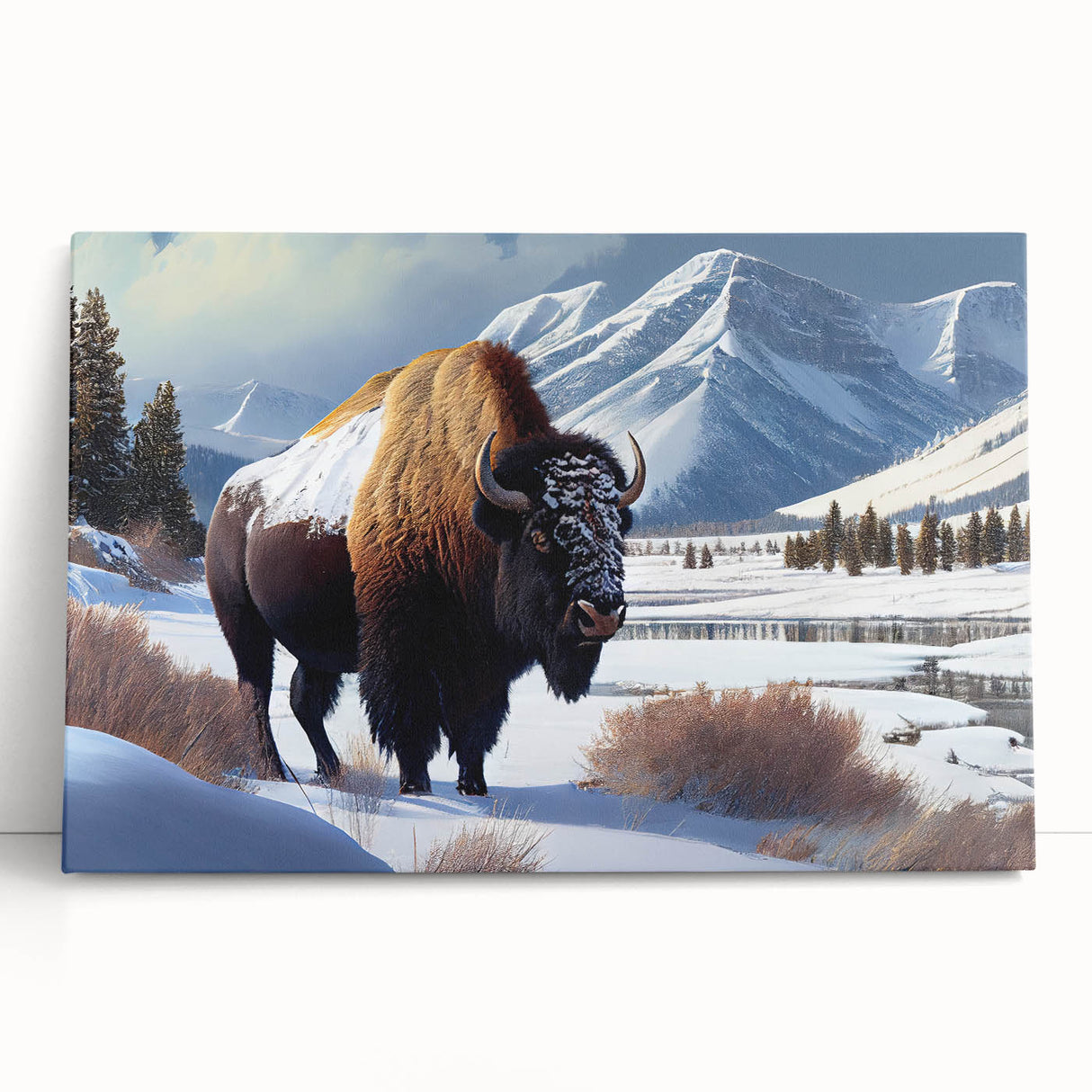 Black and white stretched canvas of Yellowstone scenery, ideal for kitchen wall art or bedroom ambiance.