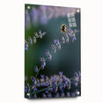 Large abstract wall art depicting spring themes in vibrant green and yellow tones on acrylic glass.