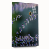 Large abstract wall art on acrylic glass depicting vibrant spring colors, ideal for bedroom or dining room decor.