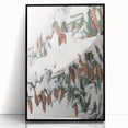 Large abstract wall art featuring wintery blue and white tones on a black framed acrylic, ideal for modern living room decor.