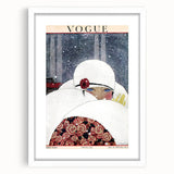 Winter Vogue Cover Print - 1919 Snowy Fashion Illustration Wall Art