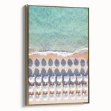 Framed canvas of a vintage landscape painting with muted earth tones, ideal for bedroom wall art.