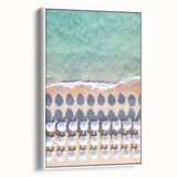 Vintage poster art of a summer theme on extra large framed canvas, featuring vibrant colors, ideal for living room decor.